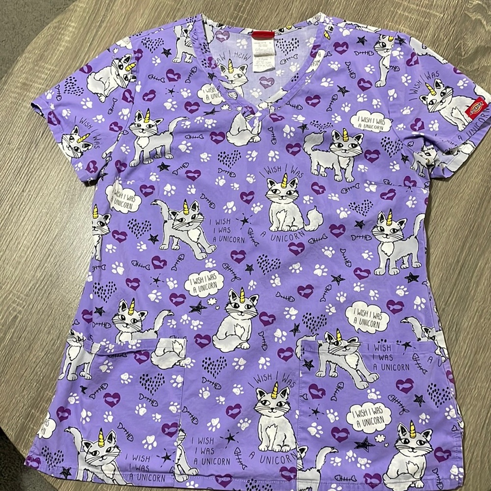 Dickies Lavender “I wish I was a unicorn” Women’s Scrub Top